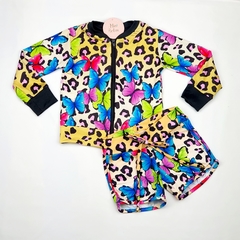 conjunto infantil feminino animal print borboletas