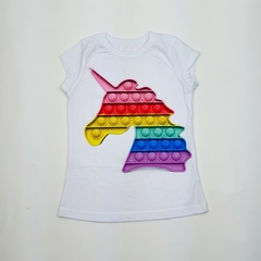 blusa camiseta infantil feminina menina unicornio pop it