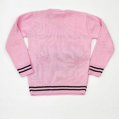 blusa infantil trico feminina rosa flamingo quentinho inverno