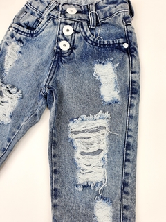 Calça jeans infantil destroyed botões - comprar online