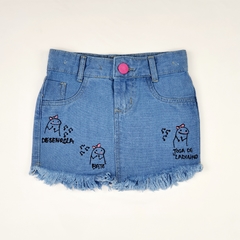 Saia jeans infantil desenho