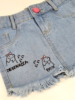 Saia jeans infantil desenho - comprar online