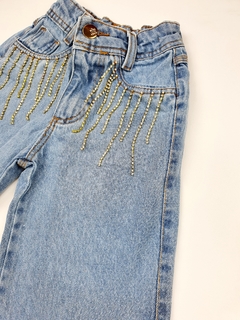 Calça jeans infantil wide leg com strass - comprar online