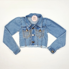 Jaqueta jeans infantil com strass