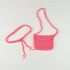 Kit bolsa infantil e cinto neon rosa