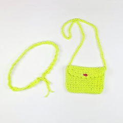 Kit bolsa infantil e cinto neon amarelo