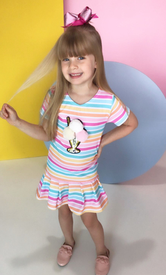 Vestido infantil sorvete colorido - comprar online