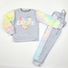 Conjunto infantil moletom pelúcia love