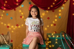 conjunto infantil saia blusa tule pipoca listras divertido