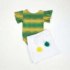 Conjunto infantil copa Body com saia Brasil - Mini Belas