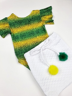 Conjunto infantil copa Body com saia Brasil - loja online