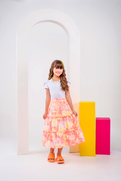 saia infantil neon rodada amarelo rosa laranja