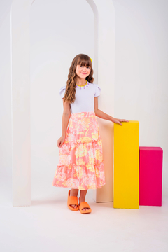 saia infantil neon rodada amarelo rosa laranja