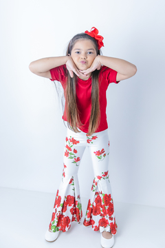 Conjunto infantil calça flare e blusa vermelha - Mini Belas