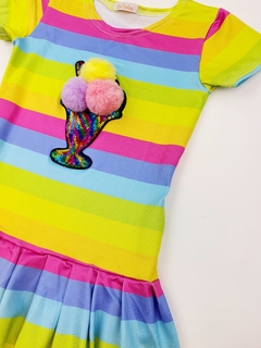 Vestido infantil sorvete listrado - Mini Belas