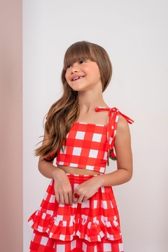 Conjunto infantil xadrez vermelho na internet