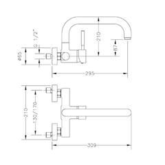 Grifería de Cocina Monocomando Pared Exterior 16cm Tau Genebre 65192 Cromo en internet