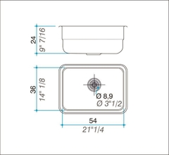 Bacha Pileta Simple 54 x 36 x 24 Acero Inoxidable 304 Johnson E 54 - comprar online