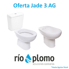 Combo 3 piezas Jade Pringles Inodoro Largo, Deposito Apoyar y Bidet 3 Agujeros