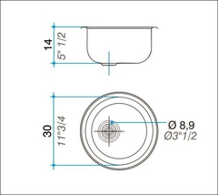 Bacha Pileta Simple Ø35,7 x 14 Acero Inoxidable 304 Johnson ON 30 A - comprar online