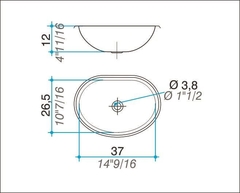 Bacha Pileta Simple Vanitory 37 x 26,5 x 12 Acero Inoxidable 304 Johnson OV 370L - comprar online