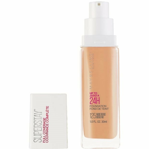 MAYBELLINE BASE SUPERSTAY 24HS FULL COVERAGE - 125 NUDE BEIGE 30ML (041554565607)
