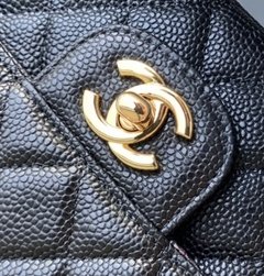 CHANEL 2.55 CLASSIC DOUBLE FLAP CAVIAR COM DOURADO - comprar online