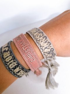 Bracelete de tecido JADIOR Rosa de brilho