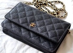 CHANEL WALLET ON CHAIN COURO LEGÍTIMO Caviar ferragem dourado linha premium