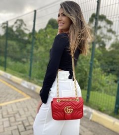 Bolsa GG Marmont média ouro envelhecido - loja online