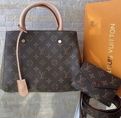 Louis V. Premium MONTAIGNE couro legítimo monogram Premium