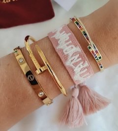 Bracelete JADIOR tecido rosa