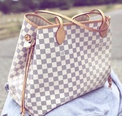 NEVERFULL Louis V. Couro legítimo damier azur Premium - comprar online