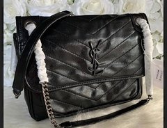 Bolsa YSL média couro efeito brilhoso