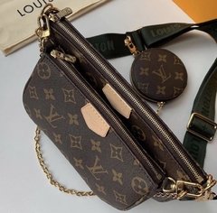 Multi pochete couro legítimo Louis V. verde militar na internet