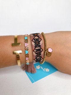 Bracelete Tiffany bolinhas dourado