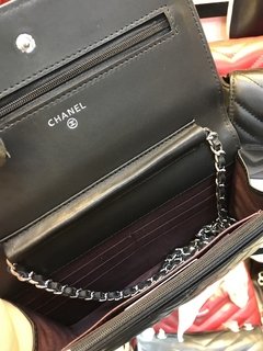 CHANEL WOC WALLET ON CHAIN COURO LISO COM PRATA Premium - loja online