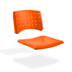 Asiento y respaldo de plástico para sillas apilables color naranja