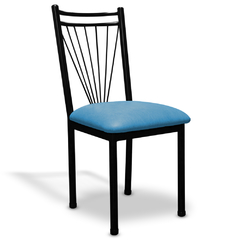 silla de caño tapizado celeste