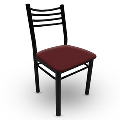 silla de caño reforzado tapizada color bordo 