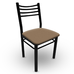 silla de caño reforzado tapizada color marrón