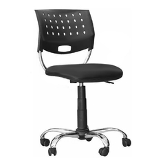 silla de escritorio cromada tapiza respaldo plástico sin apoya brazos color negro