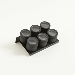 Especiero de Acero Imantado - NEGRO MATE - Base rectangular Organizadora - Set x 6 unidades - comprar online