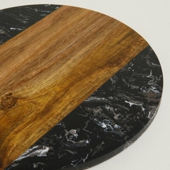 Tabla MACAEL - Madera Acacia y Mármol Negro - 30 cm diámetro x 1 cm alto - tienda online