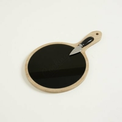 Tabla de Quesos - Bamboo y Vidrio Negro - 34x22 cm - comprar online