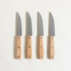 Set x 4 Cuchillos de Asado - Mango Madera - 23 cm