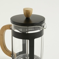 Cafetera con Émbolo - Vidrio - Tapa y estructura acero negro - Manija de Bamboo - 800 ml en internet