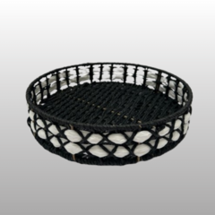 Bandeja Simil Rattan - Negro/Blanco - Karmela Deco