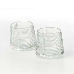 Vaso de WHISKY - Vidrio RAYAS - Base Bombee - Set x 6 unidades