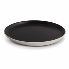 Plato Postre - Blanco/Negro Satinado - 20 cm. - Set x 6 unidades